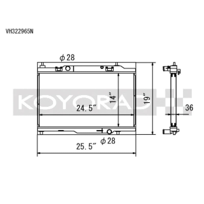 Koyo VH322965N aluminum radiator with 36mm Hyper Core and NFLO triple pass technology for 2014-2019 Ford Fiesta ST.