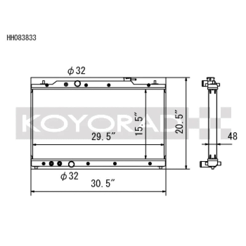 Koyo HH083833 all aluminum performance radiator for 2022-2023 Honda Civic and Acura Integra 1.5L