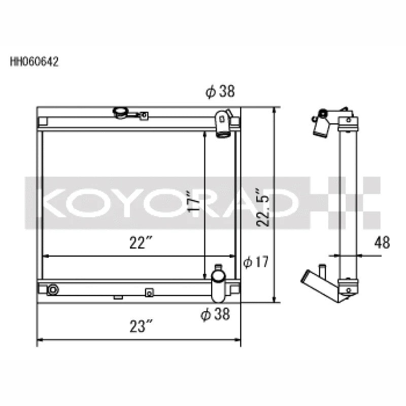 Koyo performance radiator for 1986-1988 Mazda RX-7 FC NA and Turbo models with manual transmission