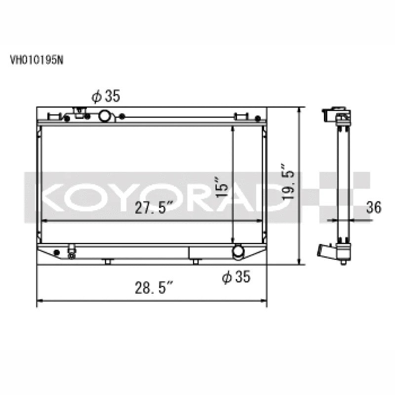 Koyo N-FLO Triple Pass performance aluminum radiator for 1989-1992 Toyota Cressida manual transmission models