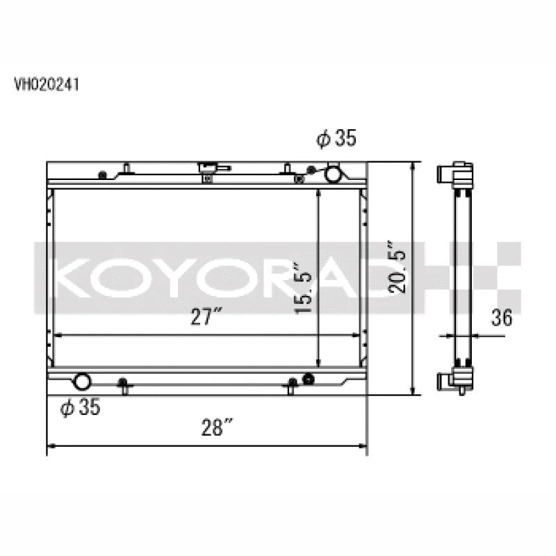 Koyo VH020241 radiator for manual transmission 1989-1996 Nissan 300ZX and Maxima 3.0L.