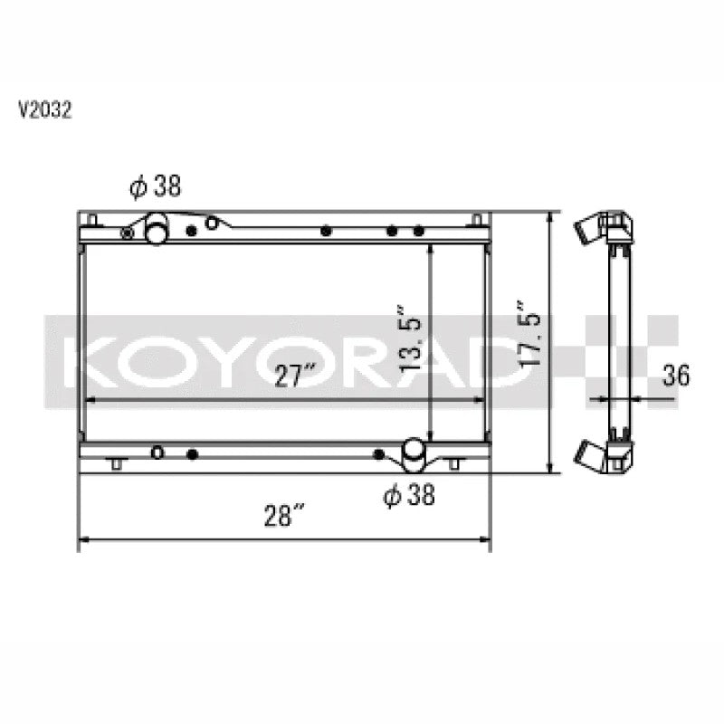 Koyo aluminum replacement radiator for 1991-2005 Acura NSX manual transmission.