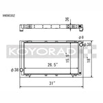 Koyo VH090302 aluminum radiator for 1991-1994 Subaru Legacy Sport 2.2L manual transmission
