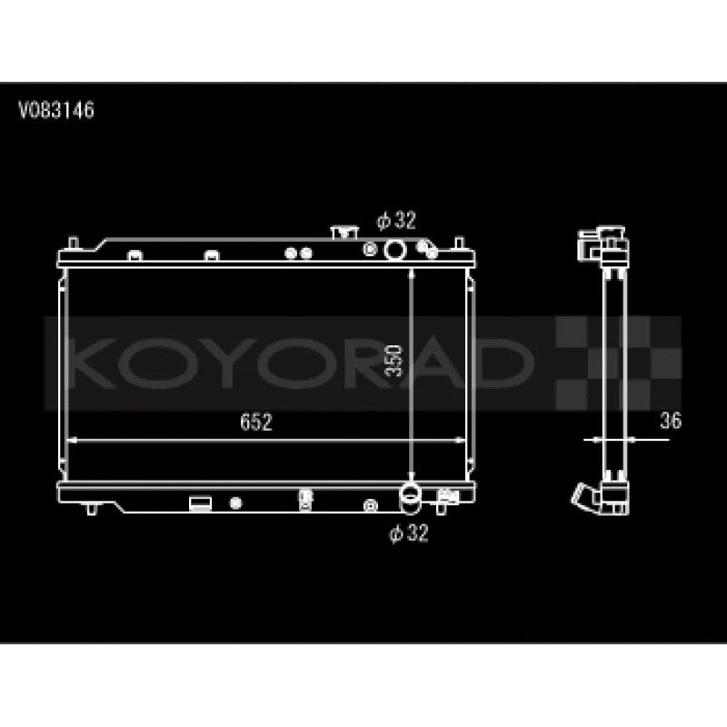 Koyo V083146 replacement radiator for 1994-2001 Acura Integra manual transmission models with OEM shroud mounting points