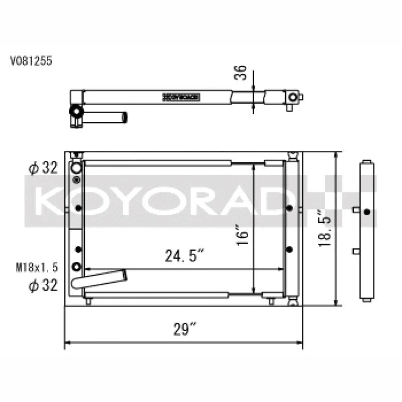Koyo V081255 N-FLO Dual Pass aluminum radiator for K-Series swapped 1994-2001 Acura Integra.