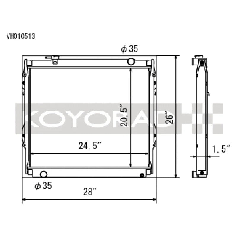 Koyorad VH010513 performance replacement radiator for 1995-2004 Toyota Tacoma V6 manual transmission models.