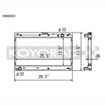 Koyo replacement radiator for 1999-2005 Mazda MX-5 Miata with 1.8L engine and manual transmission