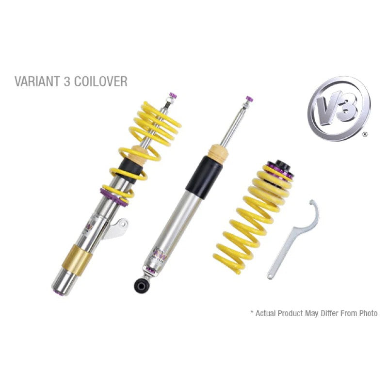 KW V3 stainless steel coilover struts with purple springs and adjustment dials for BMW Z4 and Toyota GR Supra