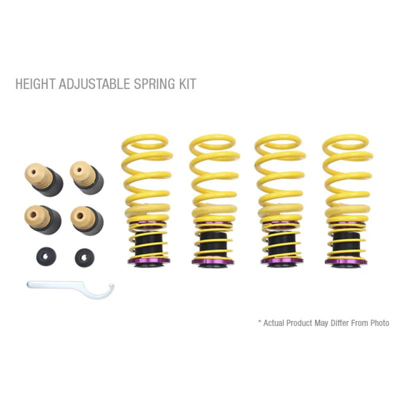 KW H.A.S. height adjustable spring kit with yellow coil springs and purple perches for 2020-2025 BMW M8.