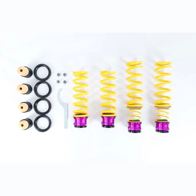 KW H.A.S. height adjustable lowering spring kit with yellow springs and purple collars for Mercedes-Benz AMG GT