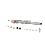 White KYB Gas-A-Just monotube rear shock absorber KG5522 with mounting hardware.