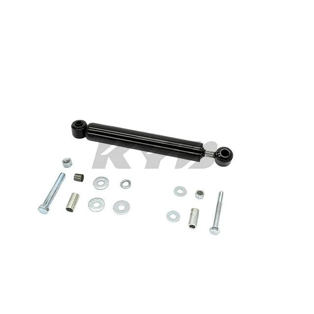 KYB SS10317 steering stabilizer cylinder with mounting hardware for 4WD trucks and SUVs.