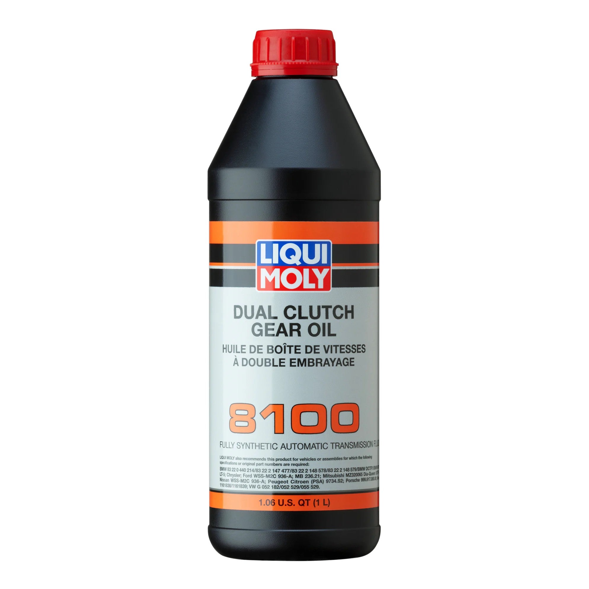One liter bottle of LIQUI MOLY 8100 fully synthetic dual clutch transmission oil