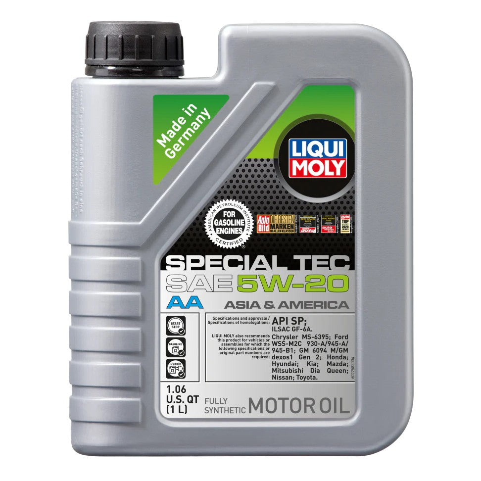 One liter bottle of LIQUI MOLY Special Tec AA 5W-20 synthetic motor oil