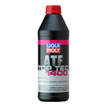 One liter bottle of LIQUI MOLY Top Tec ATF 1400 synthetic CVT transmission fluid.