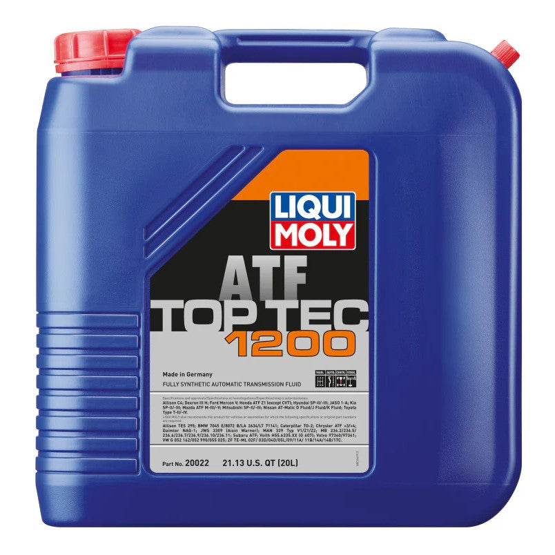 20L canister of LIQUI MOLY Top Tec ATF 1200 synthetic automatic transmission fluid
