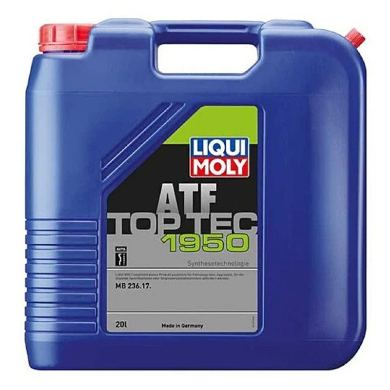 20 liter blue canister of LIQUI MOLY Top Tec ATF 1950 automatic transmission fluid