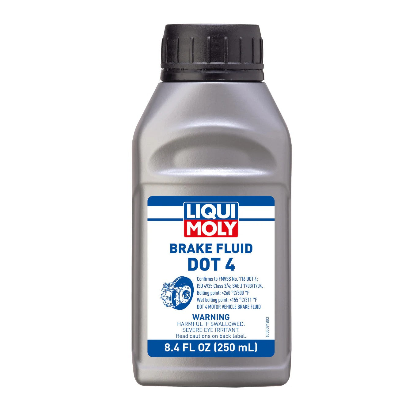 250mL bottle of LIQUI MOLY DOT 4 synthetic brake fluid for automotive hydraulic brake systems