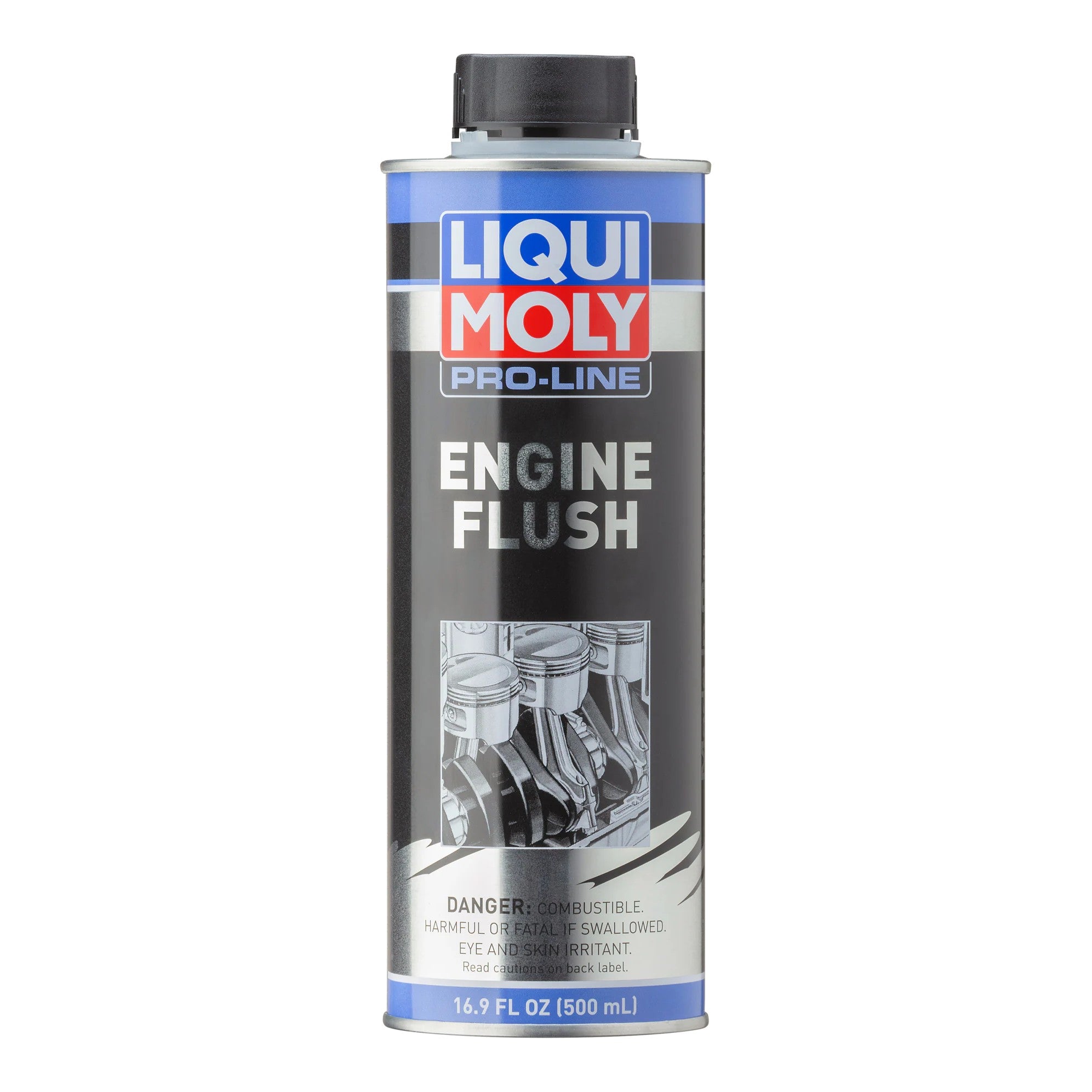 500mL metal canister of LIQUI MOLY Pro-Line Engine Flush additive with integrated pour spout.
