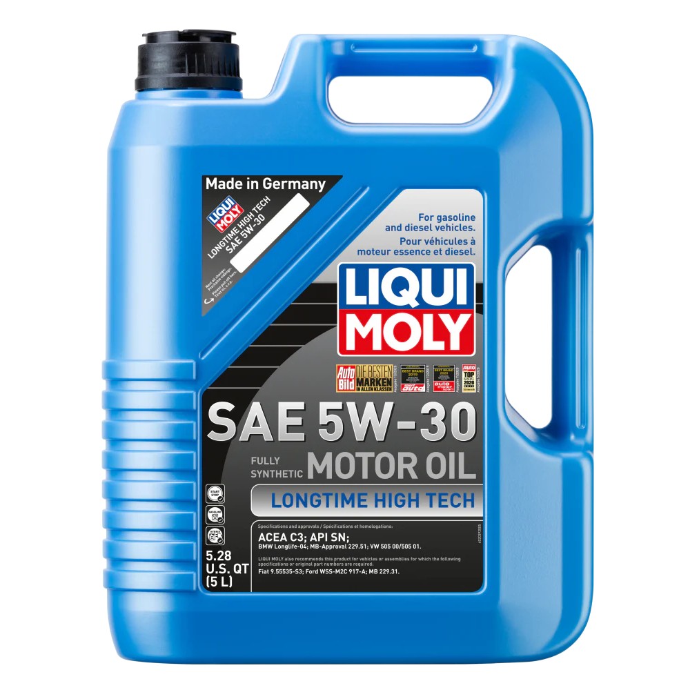 5 Liter jug of LIQUI MOLY Longtime High Tech SAE 5W30 fully synthetic motor oil