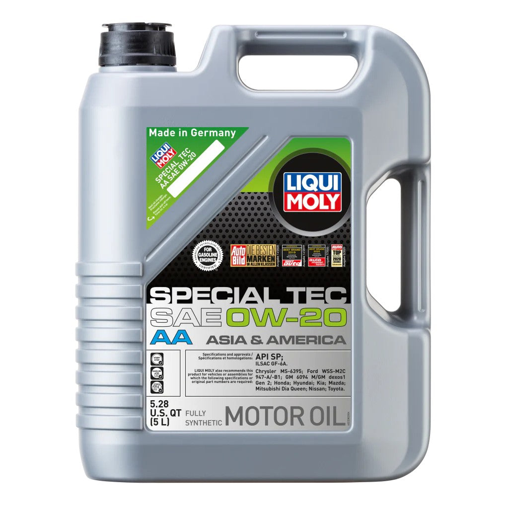 5 Liter container of LIQUI MOLY Special Tec AA SAE 0W-20 synthetic motor oil