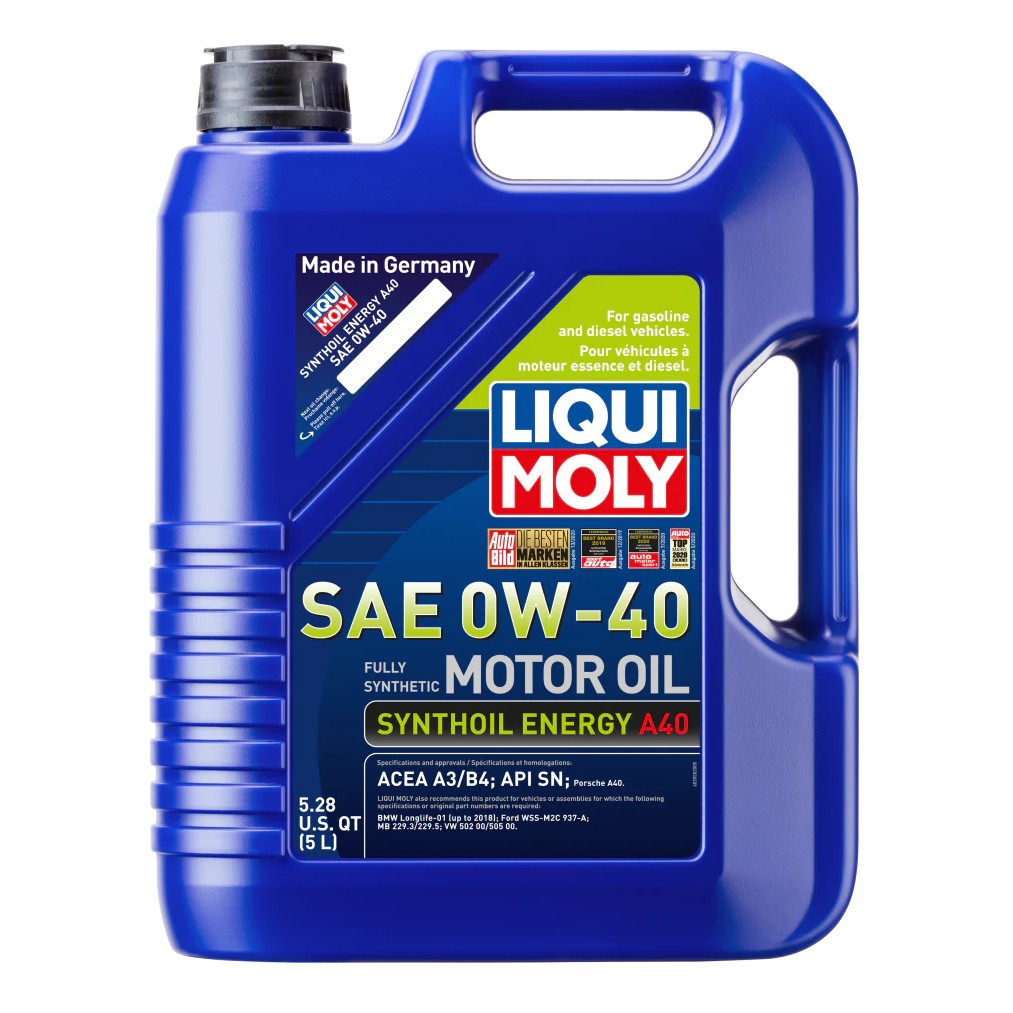 5-liter jug of LIQUI MOLY Synthoil Energy A40 SAE 0W-40 fully synthetic motor oil