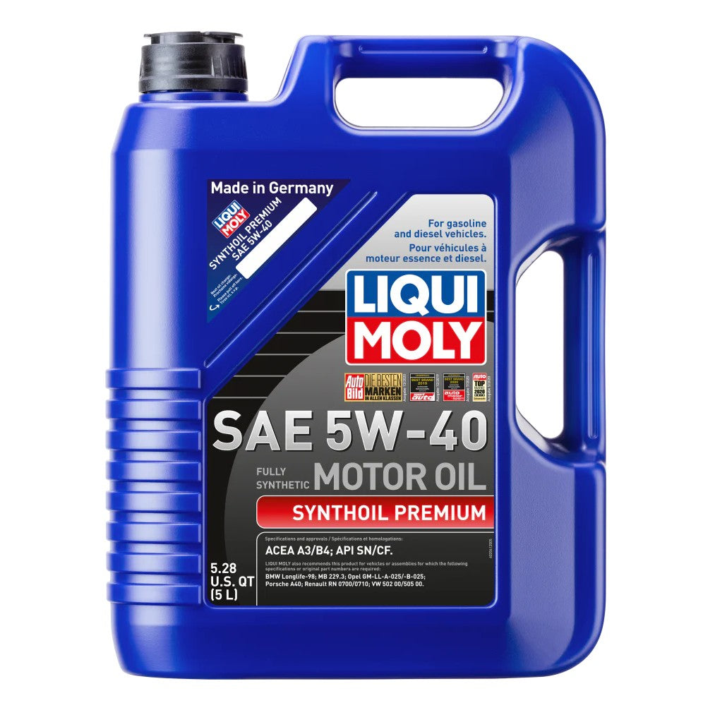 5-liter jug of LIQUI MOLY Synthoil Premium SAE 5W-40 fully synthetic motor oil