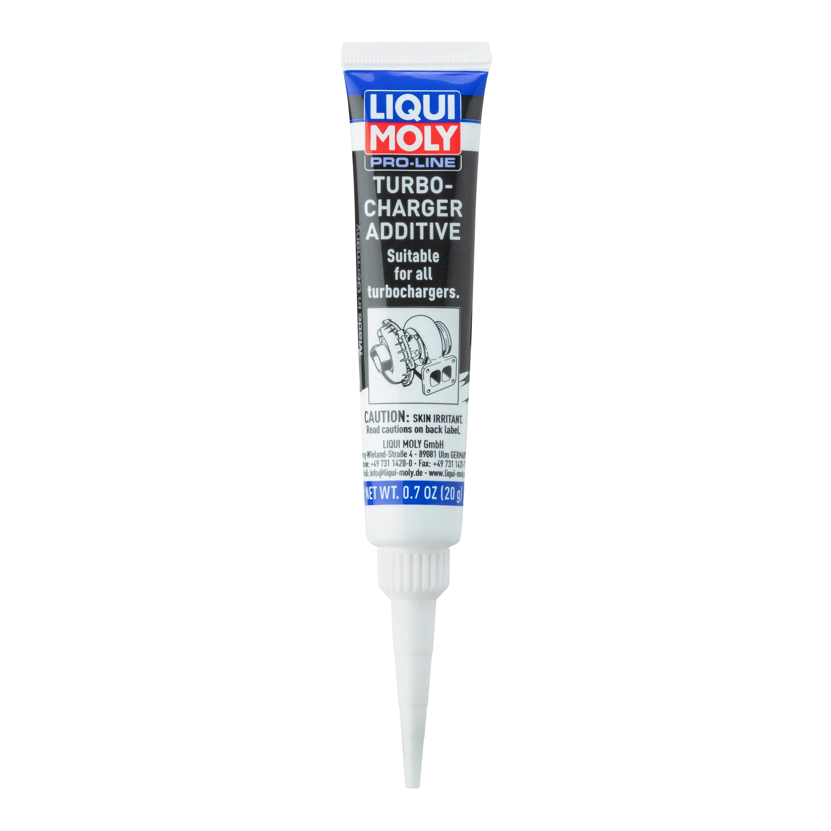 LIQUI MOLY Pro-Line Turbocharger Additive tube for initial lubrication of new turbochargers.