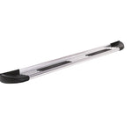 Lund TrailRunner 54 inch Brite extruded aluminum running boards with diamond plate texture and black molded end caps.
