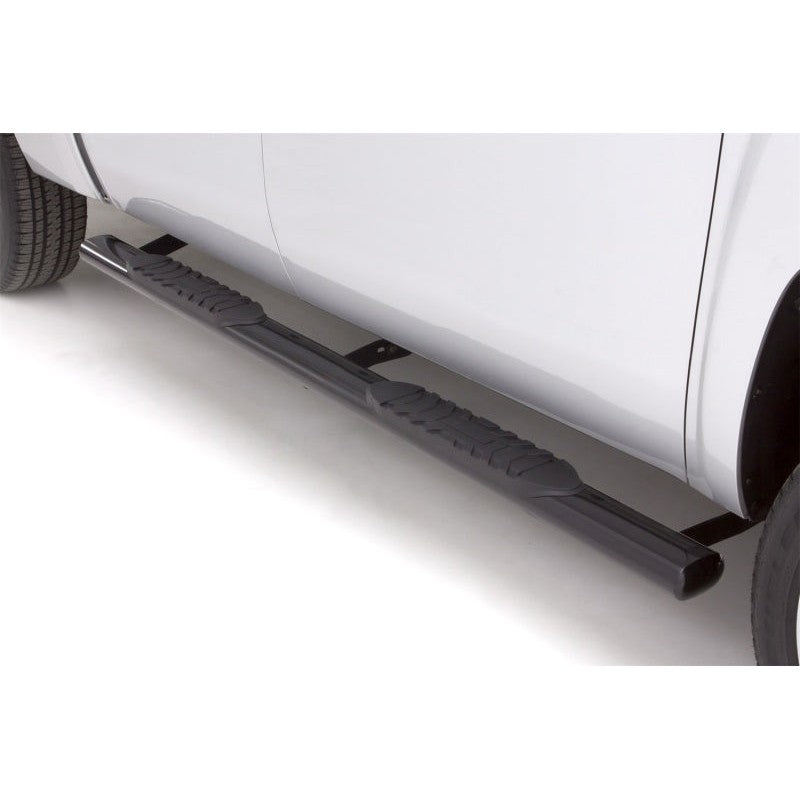 Lund 5-inch oval straight black steel nerf bars with non-slip step pads for Ram 1500 Quad Cab