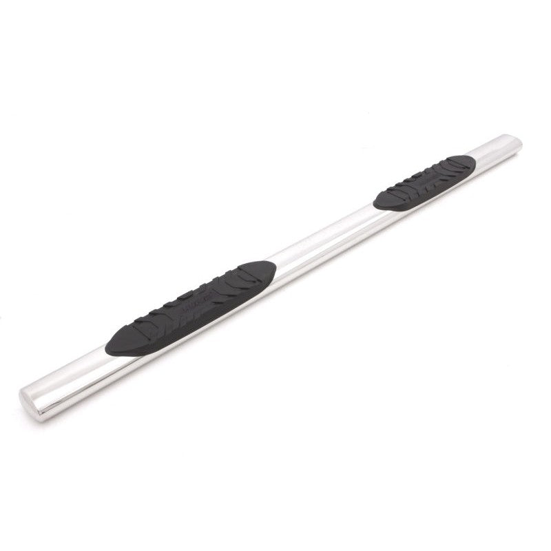 Lund 5-inch polished 304 stainless steel oval straight nerf bars with black non-slip step pads