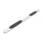 Polished 304 stainless steel 5-inch curved oval nerf bars with black non-slip step pads for Ram 1500 Crew Cab.