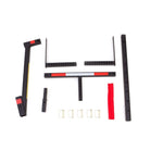 Black Lund 601021 hitch-mounted truck bed extender with adjustable side wings and included red safety flag.