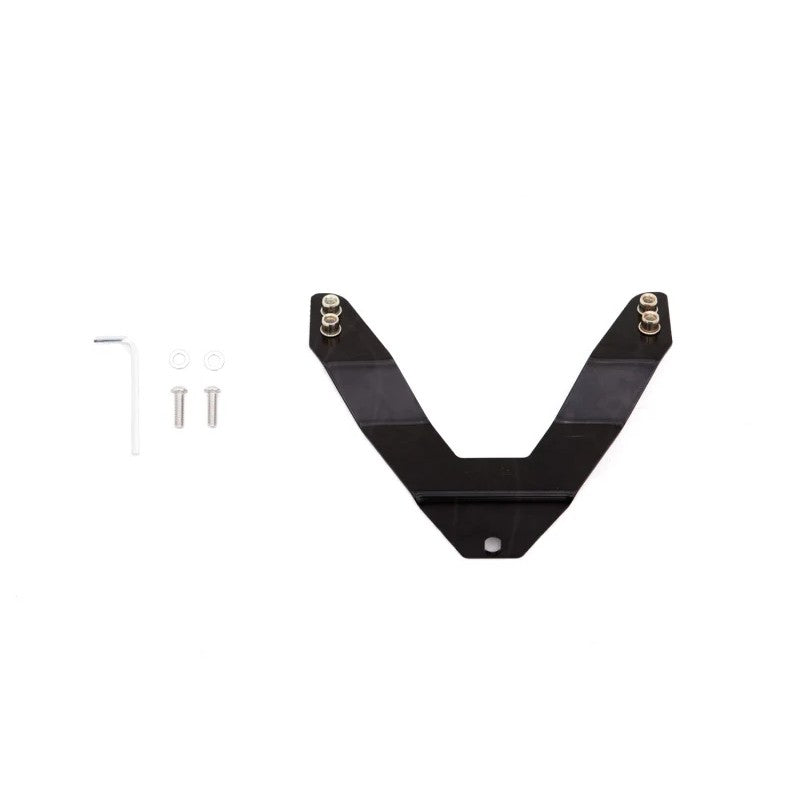 Black powder-coated steel Lund license plate relocation bracket for LED bull bars