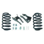 MaxTrac 2-inch rear lowering kit featuring powder-coated coils, shock extenders, air ride sensor rods, and hardware.