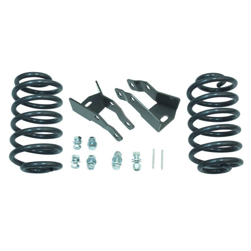 MaxTrac 201220 rear lowering kit featuring black powder-coated drop coils, shock extenders, and air ride sensor rods.