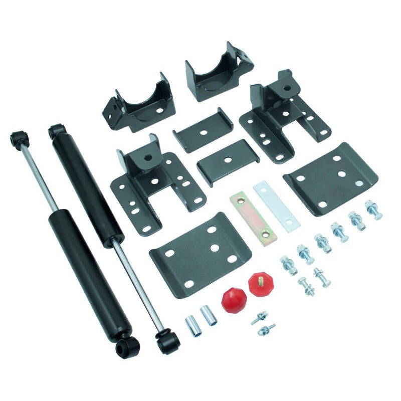 MaxTrac rear lowering flip kit with shocks, spring hangers, and bump stops for 2007-2019 Silverado and Sierra 1500.