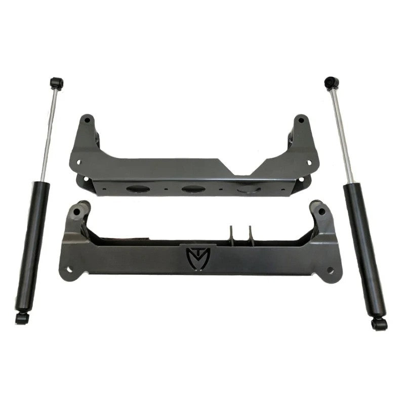 MaxTrac 941370-2 lift kit component box 2 featuring heavy-duty subframes and a pair of rear shocks for GM 1500 4WD.