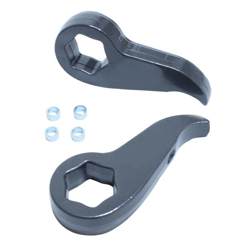 MaxTrac grey powder coated forged steel torsion keys and zinc-plated shock extenders for 2011-2019 GM trucks