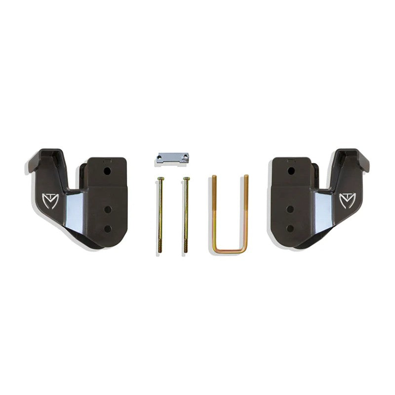 MaxTrac heavy-duty steel front radius arm drop brackets and hardware for Ram 2500 and 3500 4WD trucks.
