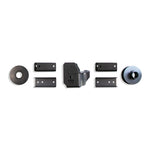 MaxTrac 3.5-inch rear lift kit components including black coil spacers and heavy-duty steel relocation brackets