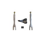 MaxTrac passenger-side 4-link suspension arms, mounting bracket, and hardware for Ford Super Duty lift kits.