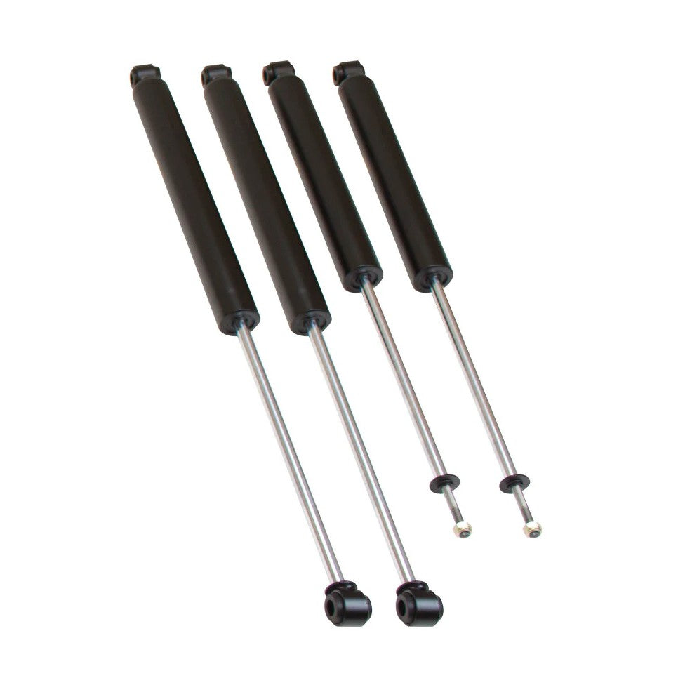 MaxTrac Suspension 943360S front and rear shock absorber kit for 6-inch lifted 2017-2025 Ford Super Duty 4WD trucks.