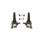 Pair of black e-coated MaxTrac 3.5 inch front lift spindles with extended braided brake lines