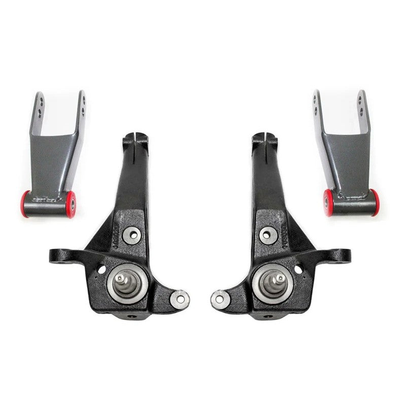 MaxTrac 4-inch front lift spindles and 2-inch rear lift shackles for 1998-2000 Ford Ranger 2WD.