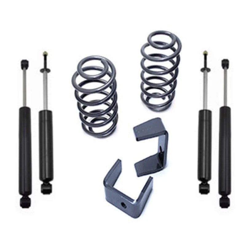 MaxTrac 3-inch front and 5-inch rear lowering kit including coils, axle flip kit, and four twin-tube shocks.