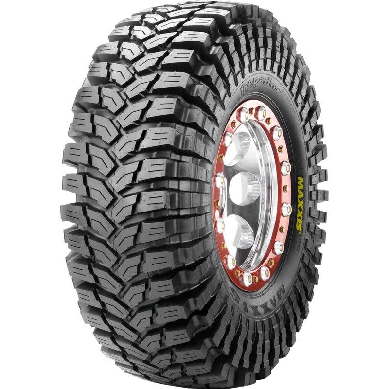 Maxxis M-8060 Trepador 42x14.50-17 tire with aggressive directional tread blocks and reinforced sidewall lugs.