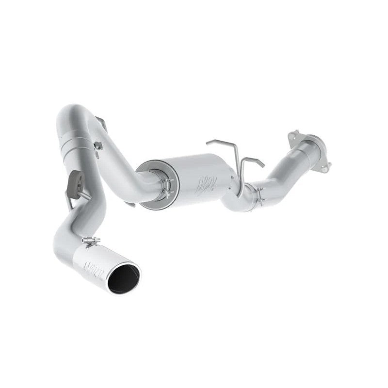 MBRP Armor Plus Series 3.5 inch T409 stainless steel cat-back exhaust system with single side exit and polished tip.