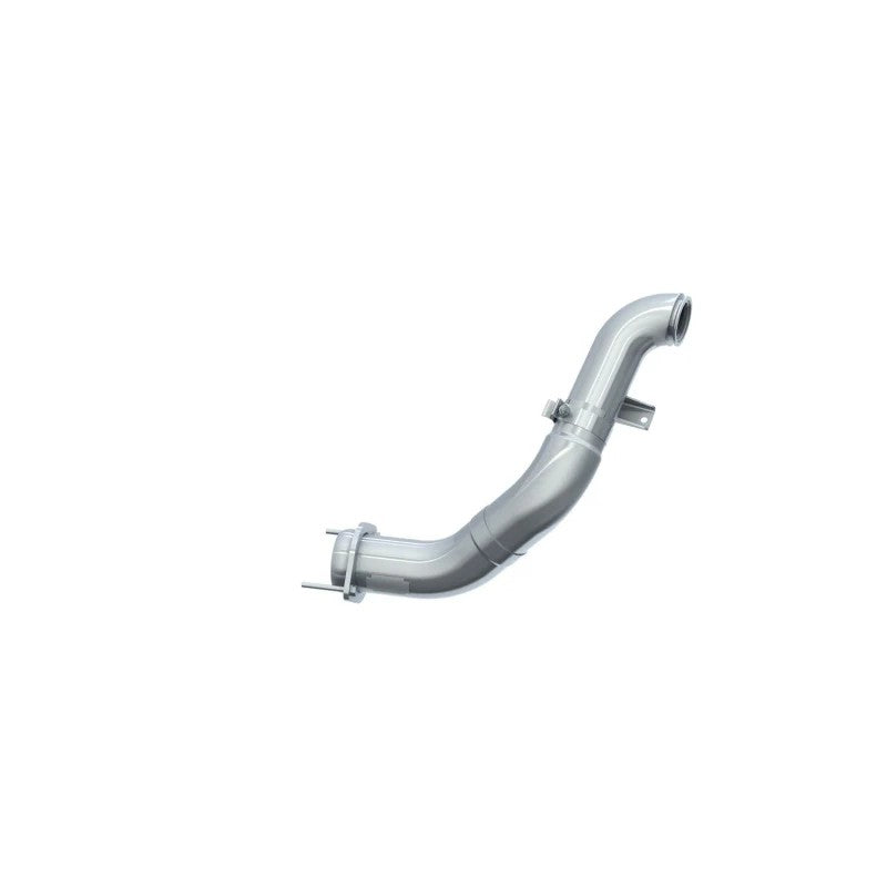 MBRP T409 stainless steel turbo down pipe with 4-inch lined flex coupling for 2011-2015 Ford 6.7L Powerstroke