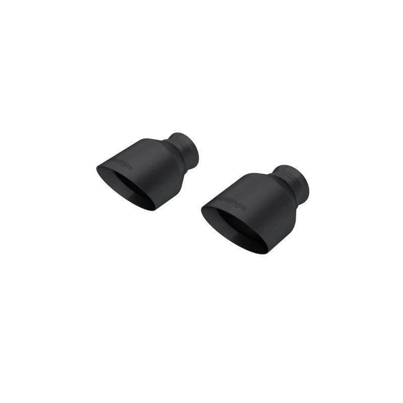 MBRP 5-inch double-walled black-coated T304 stainless steel angle-cut exhaust tip with ball flare inlet.